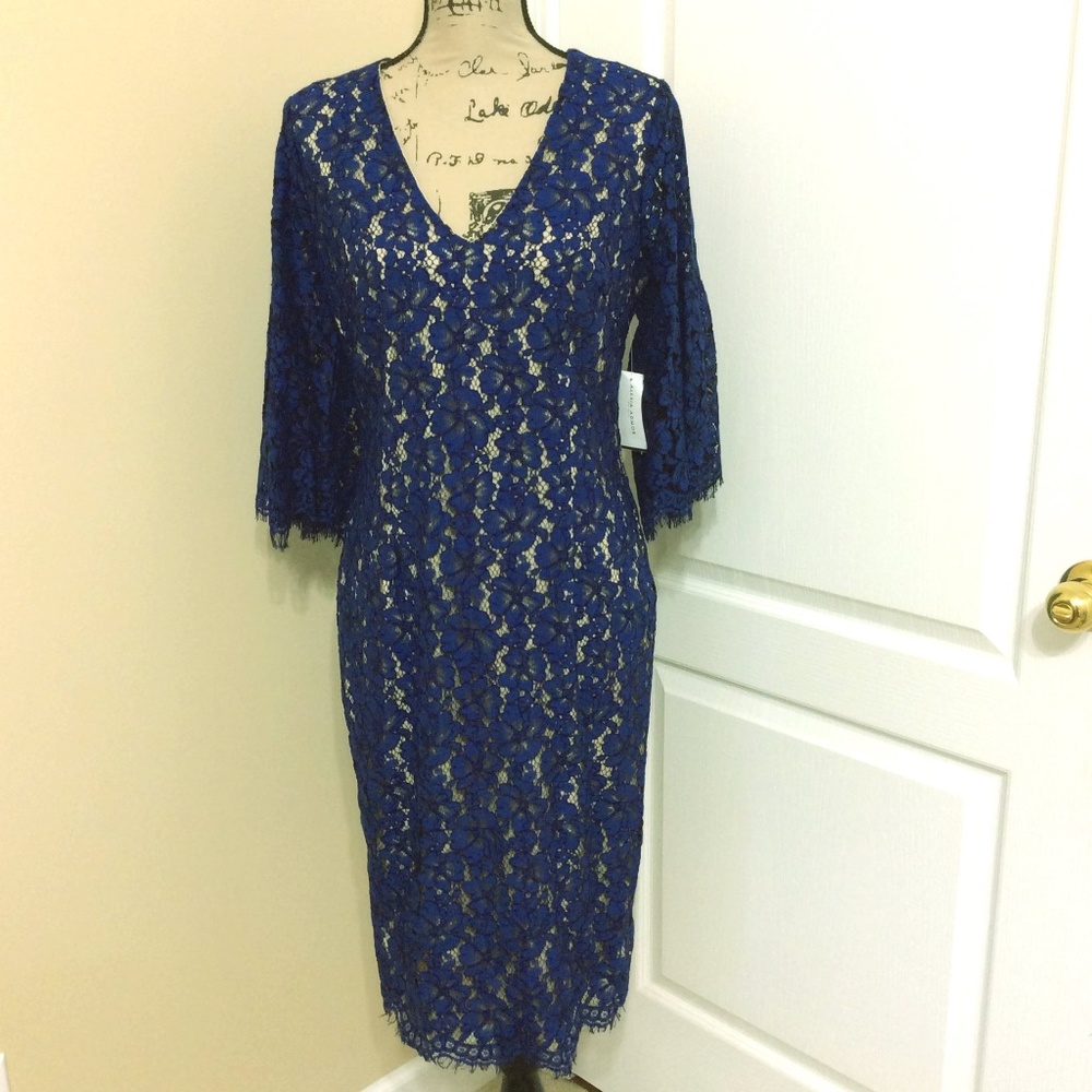 Alexia Admor Size Large Navy Lace Dress